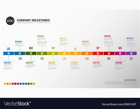 Full Year Timeline Template Royalty Free Vector Image