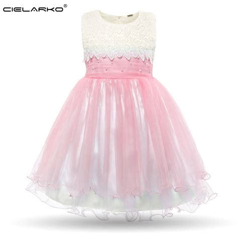 Cielarko Girls Dress Kids Mesh Pearls Birthday Princess Dresses Baby