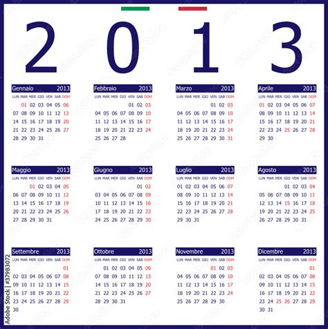 Vettoriale Stock Calendario 2013 Italiano Adobe Stock