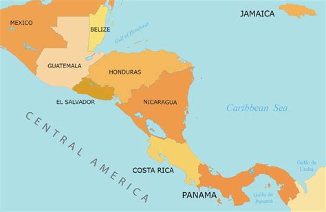 Central America Map Countries And Cities Gis Geography