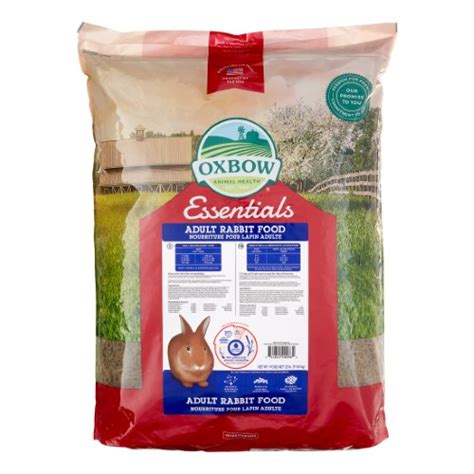 Oxbow animal health alfalfa hay, for rabbits, guinea pigs, and small pets, grown in the usa, hand… $4.39 ( $0.29 / 1 oz) in stock. OXBOW ESSENTIALS ADULT RABBIT FOOD 25 LB BAG - Shell's ...