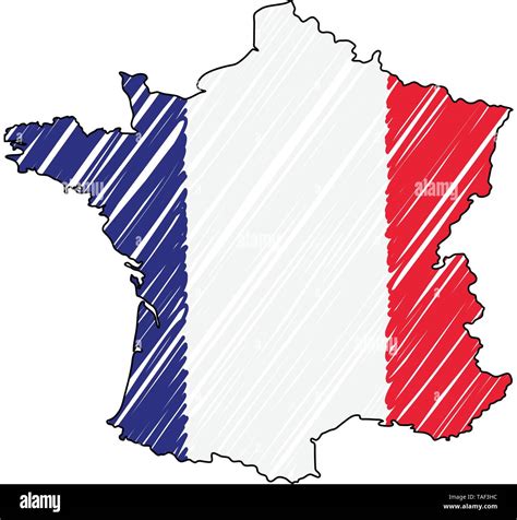 Francia Mapa Boceto Dibujados A Mano Ilustración Del Concepto De