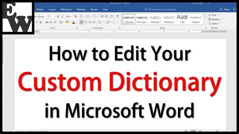 How To Edit Your Custom Dictionary In Microsoft Word Youtube