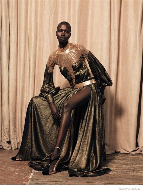 Nykhor Paul Wears Haute Couture For Flaunt By Pierre Dal Corso Black