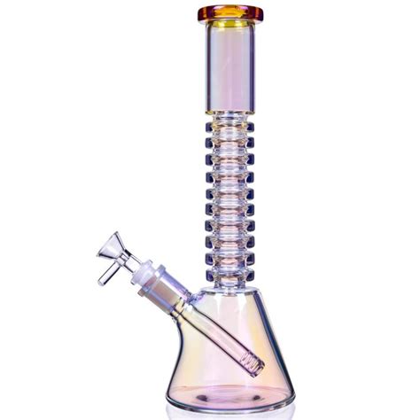 The Gold Mine 12 Electro Plated Beaker Bong Iridescent Clear