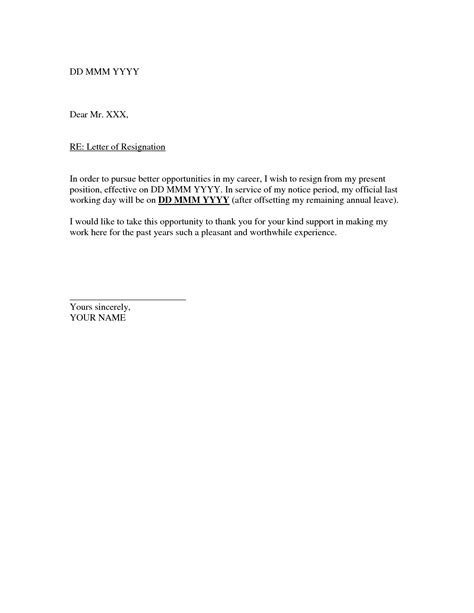 Resignation Letter Template Free Printable Printable Templates