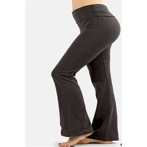 Appleletics Women S Solid Cotton Yoga Pants With Fold Down Waist Bootleg Flare Plus Size Pants
