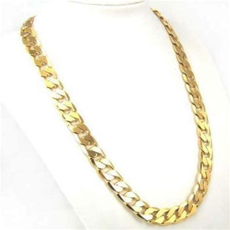 24k Yellow Gold Filled Mens Cuban Chain Necklace 10mm 24 Price From