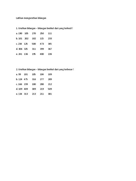 1208 Latihan Mengurutkan Bilangan Pdf