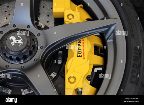 Ferrari Wheel And Brake Caliper Stock Photo Alamy