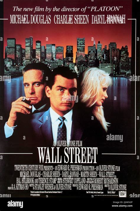 Michael Douglas Charlie Sheen Daryl Hannah Wall Street 1987 Stock