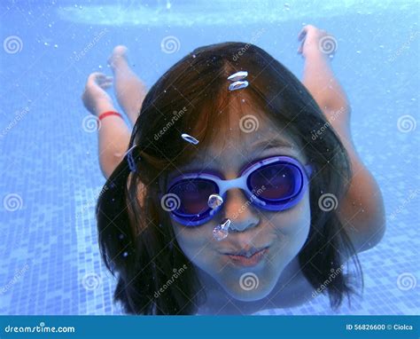 Little Girl Underwater In The Pool Stock Photo Image 56826600