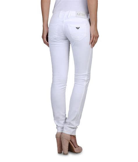 Lyst Armani Jeans Stretch Drill Ripped Skinny Jeans In White