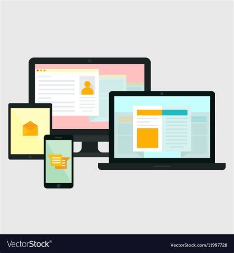 Computer Mobile Phone Tablet Laptop Icons Vector Image