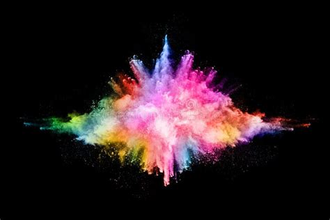 Abstract Colored Dust Explosion On A Black Background Stock