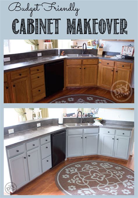 I'm learning to love my ugly kitchen. Budget Friendly Cabinet Makeover - The DIY Village