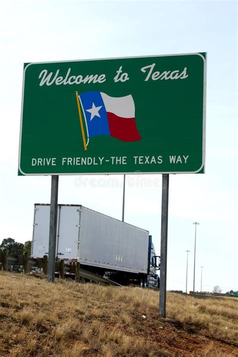 Welcome To Texas Sign Stock Photo Image Of Truck Roadway 51212772