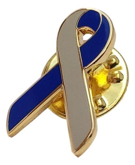 Gray And Navy Blue Coping With Cancer Awareness Support Ribbon Lapel