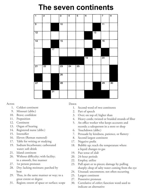 Free Printable Crossword Puzzles For Seniors