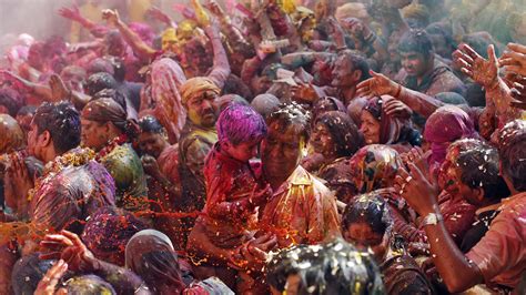Wallpaper Holi Festival Of Colours Father Son People Indian Holiday