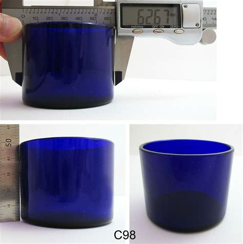 Replacement Circular Round Bristol Cobalt Blue Glass Liner For Silver Salt Inkwell Mustard Pot