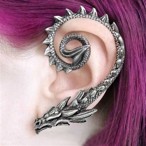 45 Most Gorgeous Ear Cuff Dragon Design Piercings Ideas You May Love