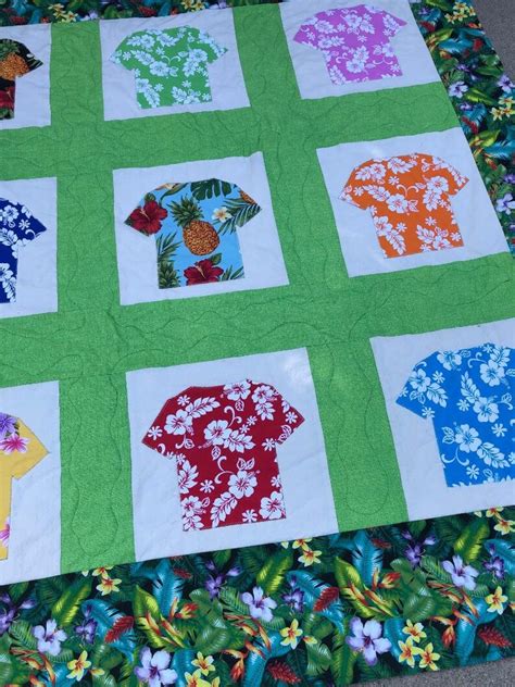 One Of A Kind Hawaiian Shirt Patchwork Quilt Etsy
