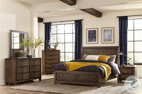 Parnell Distressed And Wire Brushed Coffee Panel Bedroom Set From