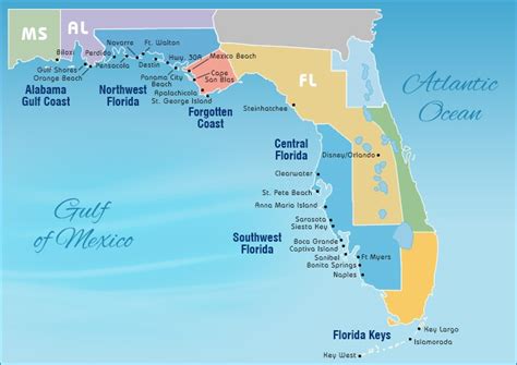 Gulf Coast Map Of Florida New York Map Poster