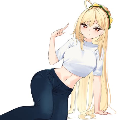 Virtual Youtuber Bare Midriff Blonde Belly Button Jingburger Belly