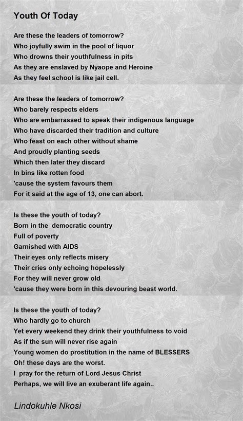 Youth Of Today Youth Of Today Poem By Lindokuhle Dawordplaymind Nkosi