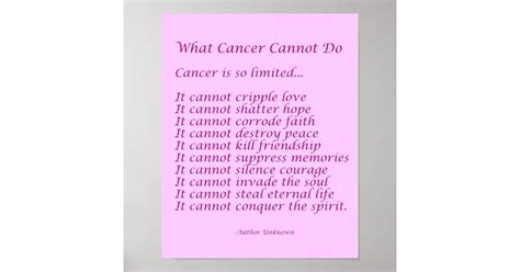 What Cancer Cannot Do Poem Poster Print Zazzle