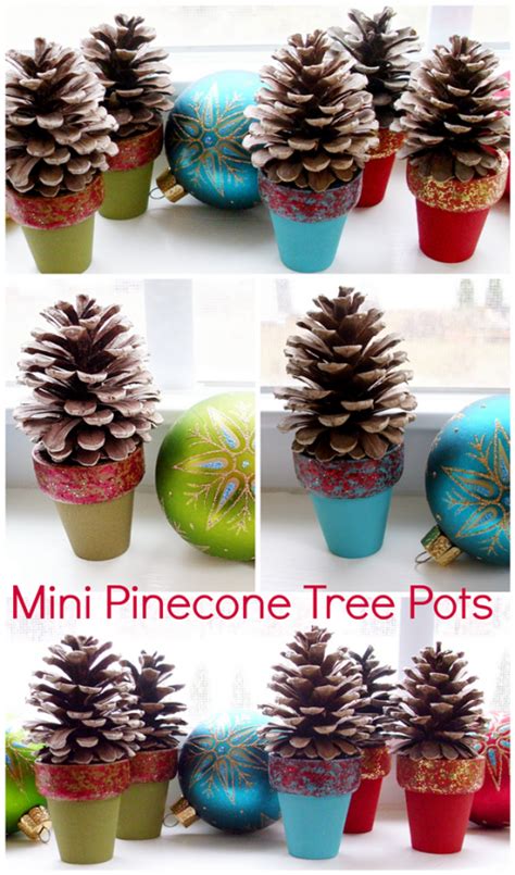 Glue one piece of dowel into each of these holes. Mini Pine Cone Tree Pot DIY Tutorial | DIY Tag