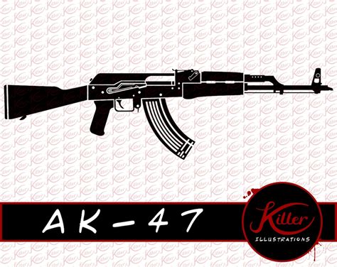 Ak 47 Gun Vector Rifle Clip Art Firearm Cut File Etsy Uk