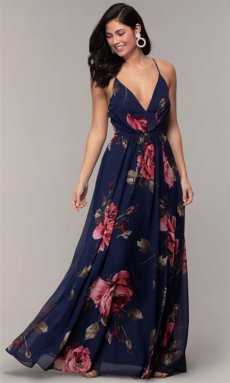 Long V Neck Floral Print Prom Dress By Simply Floral Print Prom Dress Printed Prom Dresses