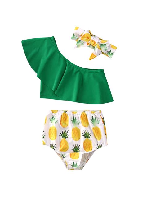 3pcs Kids Girls Pineapple Swimming Bikini Bowknot Swimwear Swimsuit