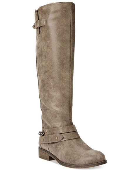 Lyst Madden Girl Caanyon Tall Shaft Wide Calf Riding Boots In Brown