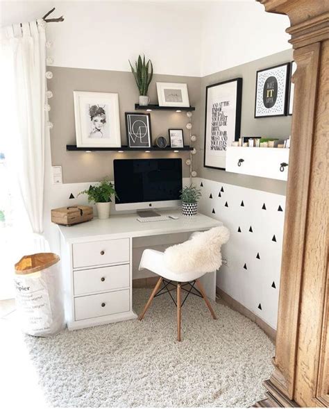 The most common bedroom inspo material is cotton. grey and white home office | room inspo in 2019 | Bedroom ...