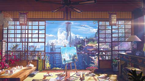City Sea Anime Scenery Digital Art 4k Hd Wallpaper