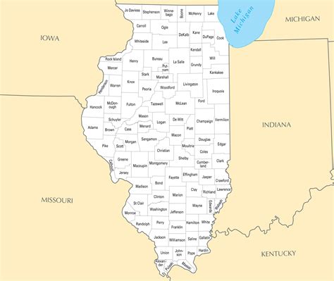Large Administrative Map Of Illinois State Illinois State Large