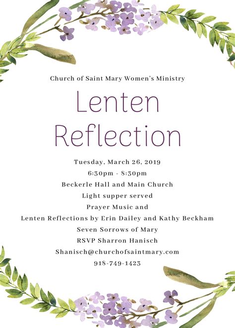 Womens Ministry Lenten Reflection March 26 Church Of Saint Mary