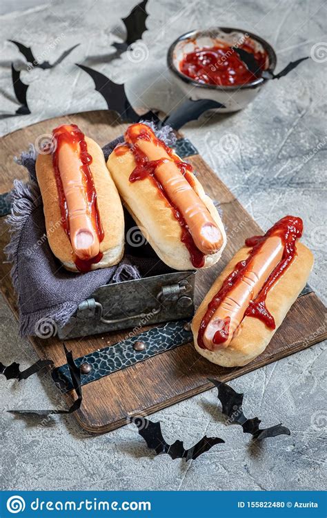 Creepy Halloween Hot Dog Fingers Stock Photo Image Of