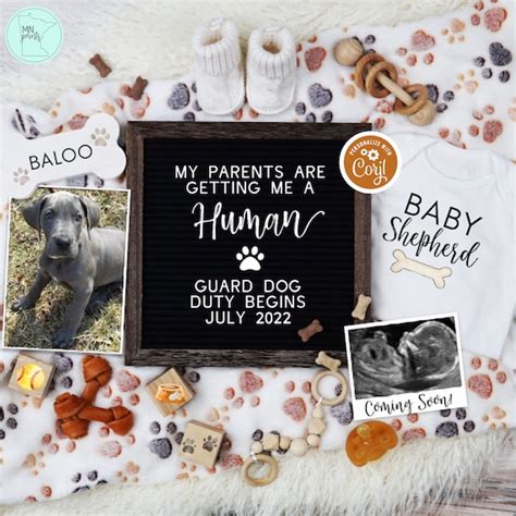 Dog Pregnancy Announcement Editable Puppy Themed Baby Reveal Digital