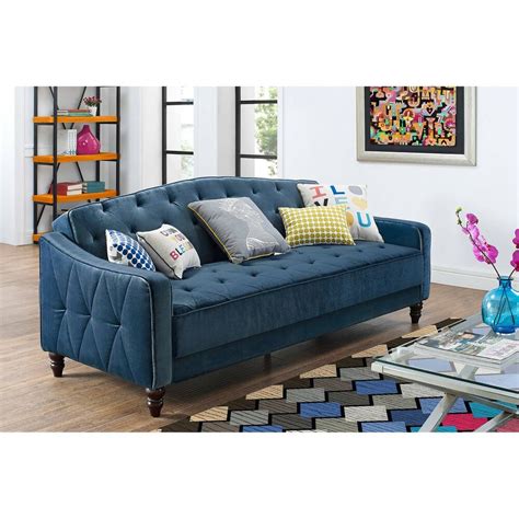 The tufted upholstery adds a classic touch and is available in faux leather, linen and velvet in a variety of colors. 9 by Novogratz Vintage Tufted Sofa Sleeper II, Multiple ...