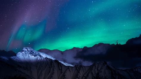2560x1440 Northern Lights Night Sky Mountains Landscape 4k 1440p