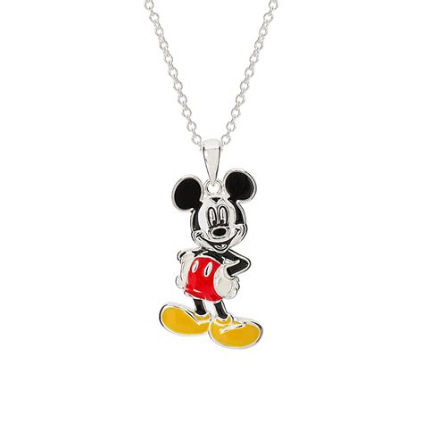 Disney Mickey Mouse Jewelry Silver Plated Classic Pose Pendant Necklace