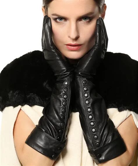 Buy Warmen Women Opera Long Luxury Soft Nappa Leather Gloves With Buttons From