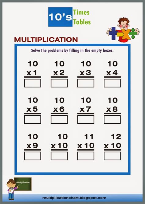 Multiplication Worksheets - 10 Times | 6 times table worksheet, Times tables worksheets, 6 times 