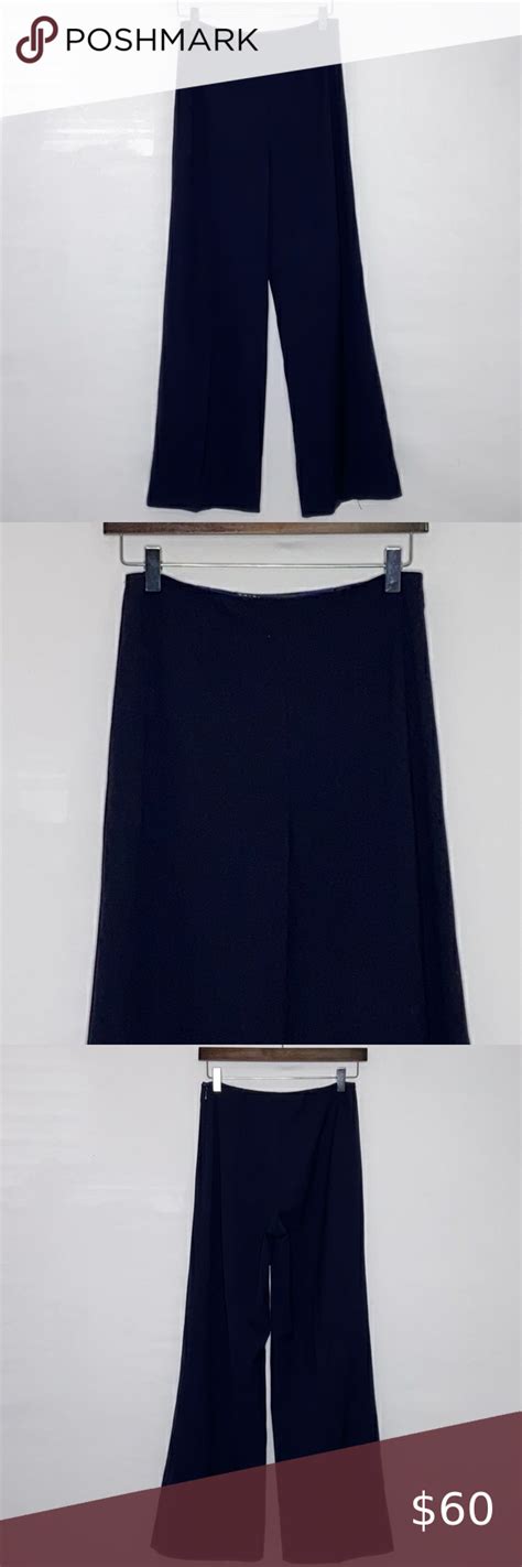 Ralph Lauren Black Label Stretch Wool Blend Wide Leg Navy Blue Dress