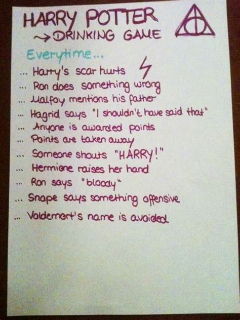 I want to do this lol Harry Potter Drinking Game, Movie Drinking Games